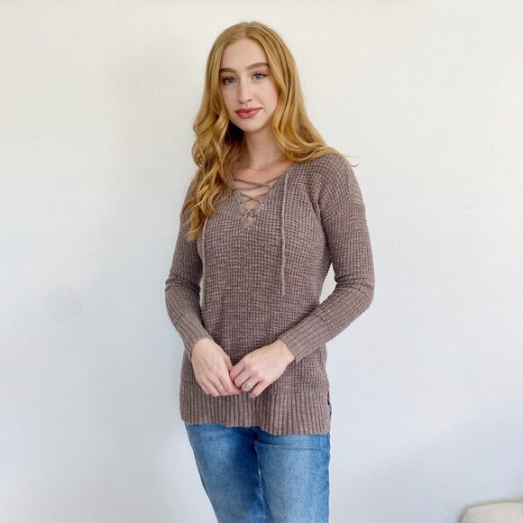 American Eagle Knit Brown Long Sleeve Sweater Small - Picture 3 of 3